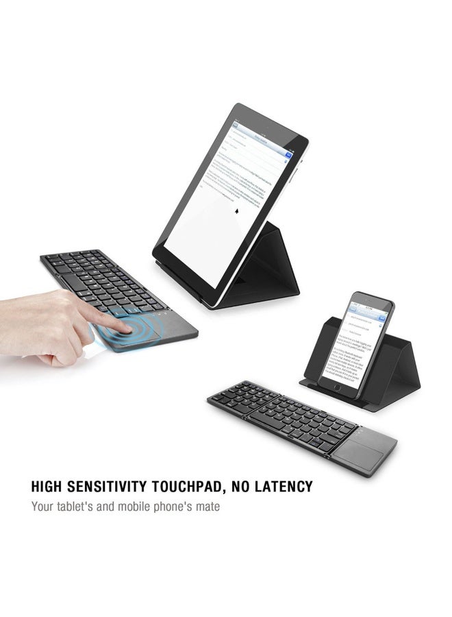 Yegni Foldable Wireless Bluetooth Keyboard Universal for Tablets and Phones Ultra-thin Portable Foldable Wireless Bluetooth Mouse Touch Keyboard - Image 3