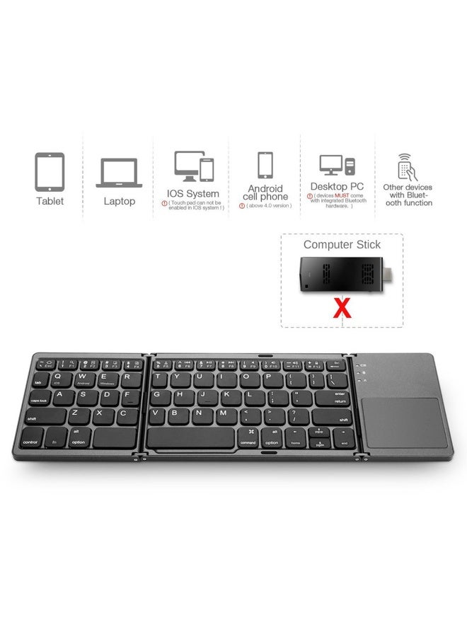 Yegni Foldable Wireless Bluetooth Keyboard Universal for Tablets and Phones Ultra-thin Portable Foldable Wireless Bluetooth Mouse Touch Keyboard - Image 4