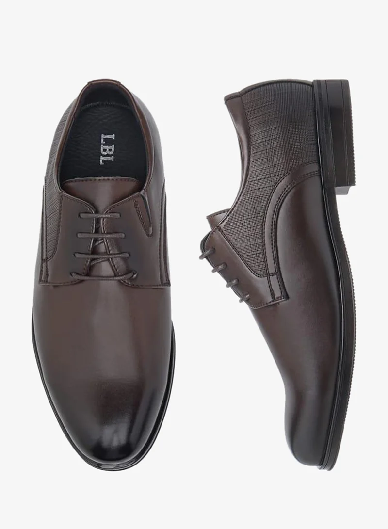 LBL By Shoexpress BROWN Textured Derby Shoes With Lace-Up Closure for Men | Best Price UAE