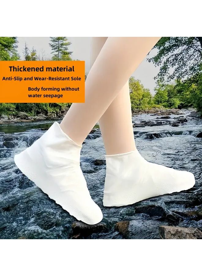 أغطية أحذية بيضاء ثقيلة مقاومة للماء ومضادة للانزلاق مقاس واحد يناسب الجميع - Image 5