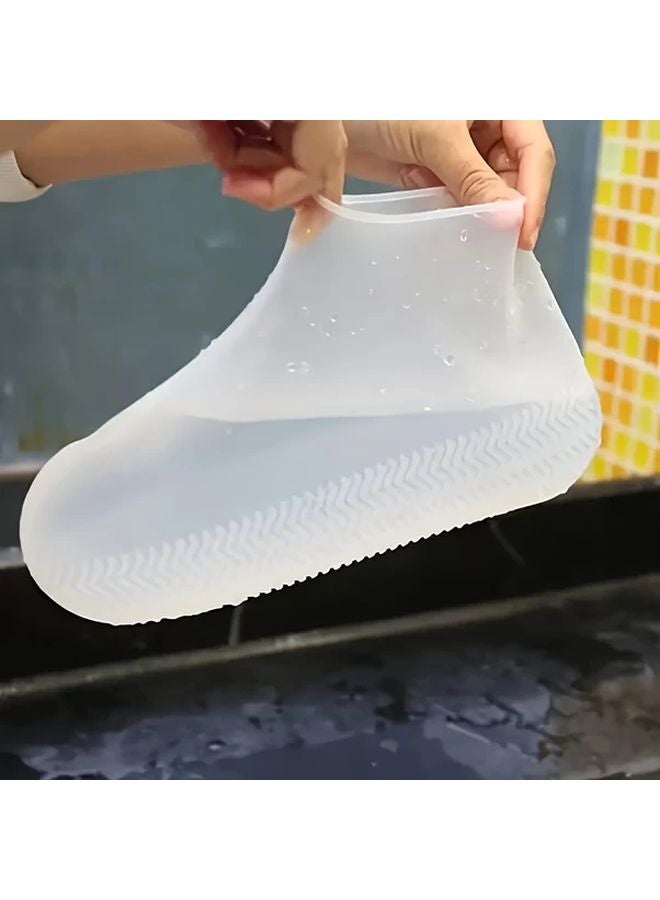 أغطية أحذية بيضاء ثقيلة مقاومة للماء ومضادة للانزلاق مقاس واحد يناسب الجميع - Image 4