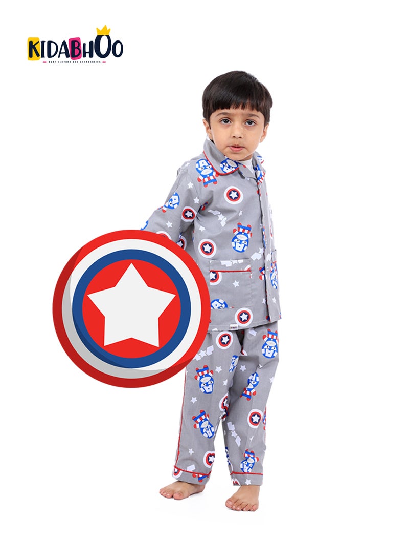 كيدابهو طقم بيجامات للأطفال - كابتن أمريكا اللطيف 2 قطعة - Image 1