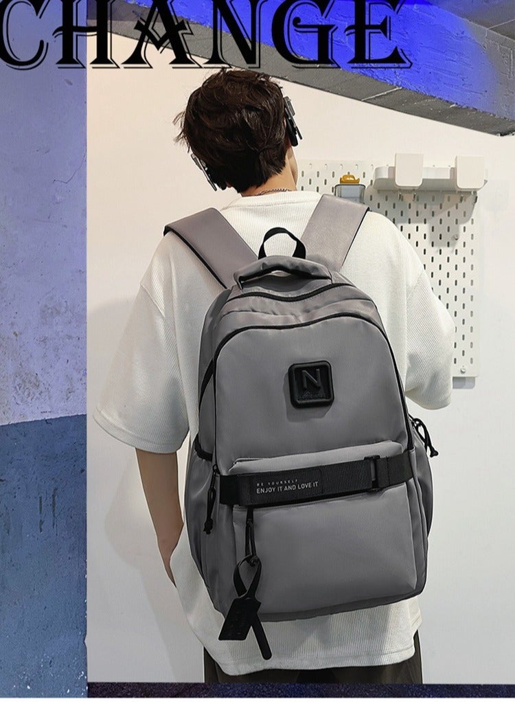 SKT Shiketro New Casual Water-Repellent Backpack Light gray  - Image 3