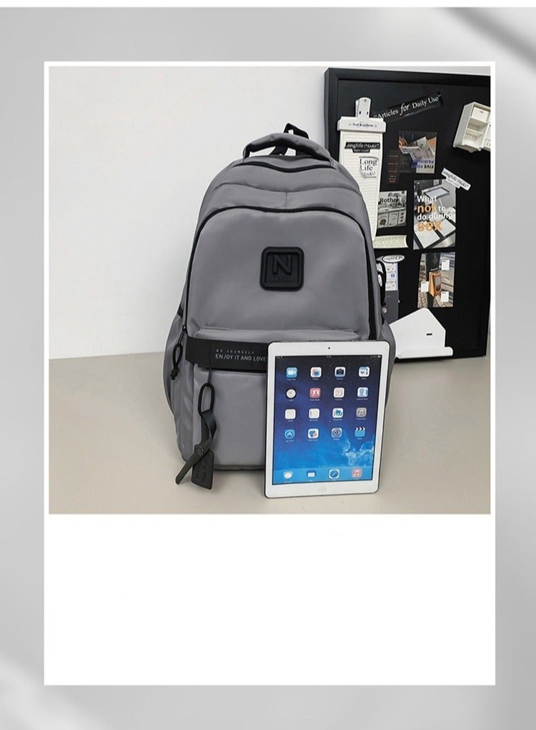 SKT Shiketro New Casual Water-Repellent Backpack Light gray  - Image 4