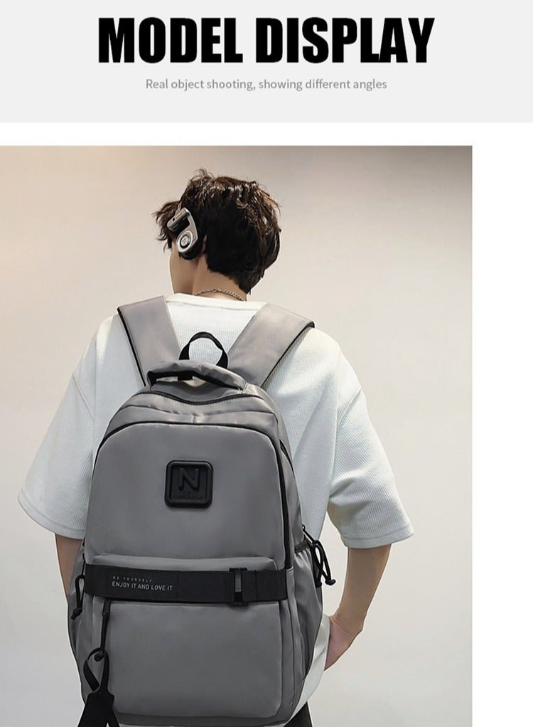 SKT Shiketro New Casual Water-Repellent Backpack Light gray  - Image 5