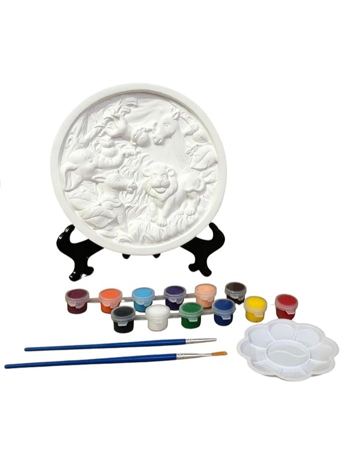 مجموعة رسم حيوانات ثلاثية الأبعاد للأطفال - مجموعة رسم مناظر سفاري DIY مع ألوان وفرشاة - للأعمار من 3 سنوات فما فوق - Image 3