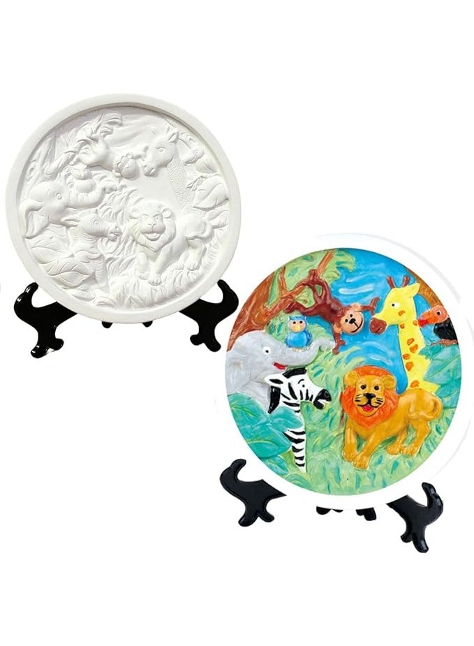 مجموعة رسم حيوانات ثلاثية الأبعاد للأطفال - مجموعة رسم مناظر سفاري DIY مع ألوان وفرشاة - للأعمار من 3 سنوات فما فوق - Image 4