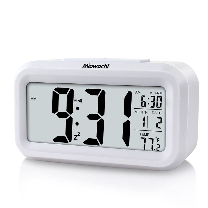 Miowachi White Small Digital Alarm Clock for Bedrooms Battery OperatedDesk Table Beside Clock for Kids Kitchen Bathroom Living Room School