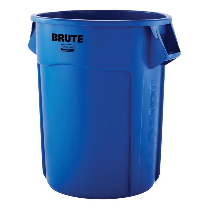 Rubbermaid Commercial Products BRUTE HeavyDuty Round TrashGarbage Can with Venting Channels 55Gallon Blue Waste Container for LandscapersConstructionRestaurantsOfficesWarehouses