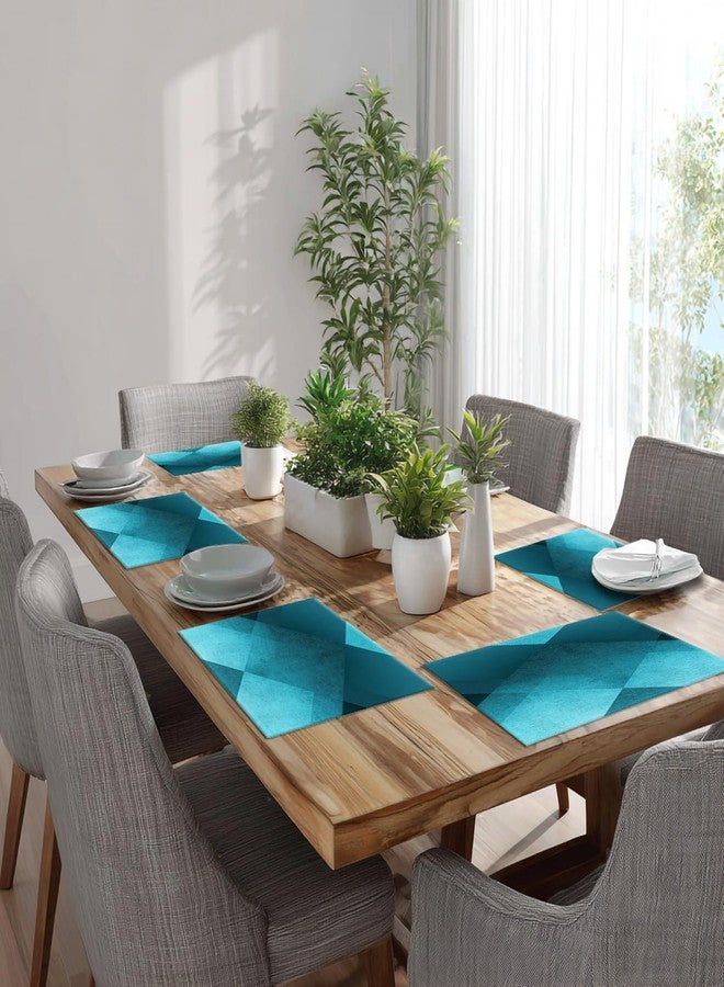 Batmerry Teal Blue Black Placemats, Blue Vintage Background Texture Pattern Woven Burlap Modern Placemats for Dining Table Kitchen Table Round Table Farmhouse Wedding Outdoor Indoor Set of 4 - Image 3