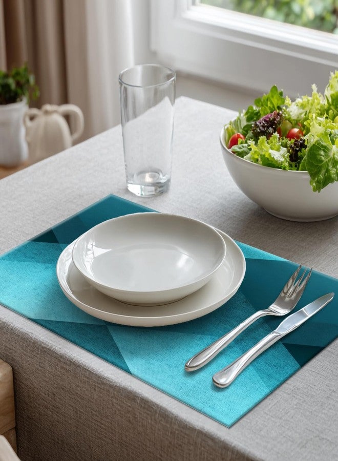Batmerry Teal Blue Black Placemats, Blue Vintage Background Texture Pattern Woven Burlap Modern Placemats for Dining Table Kitchen Table Round Table Farmhouse Wedding Outdoor Indoor Set of 4 - Image 4