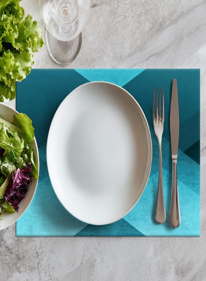Batmerry Teal Blue Black Placemats, Blue Vintage Background Texture Pattern Woven Burlap Modern Placemats for Dining Table Kitchen Table Round Table Farmhouse Wedding Outdoor Indoor Set of 4 - Image 2
