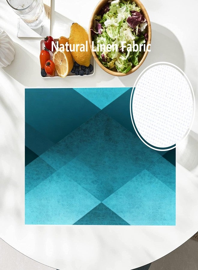 Batmerry Teal Blue Black Placemats, Blue Vintage Background Texture Pattern Woven Burlap Modern Placemats for Dining Table Kitchen Table Round Table Farmhouse Wedding Outdoor Indoor Set of 4 - Image 5