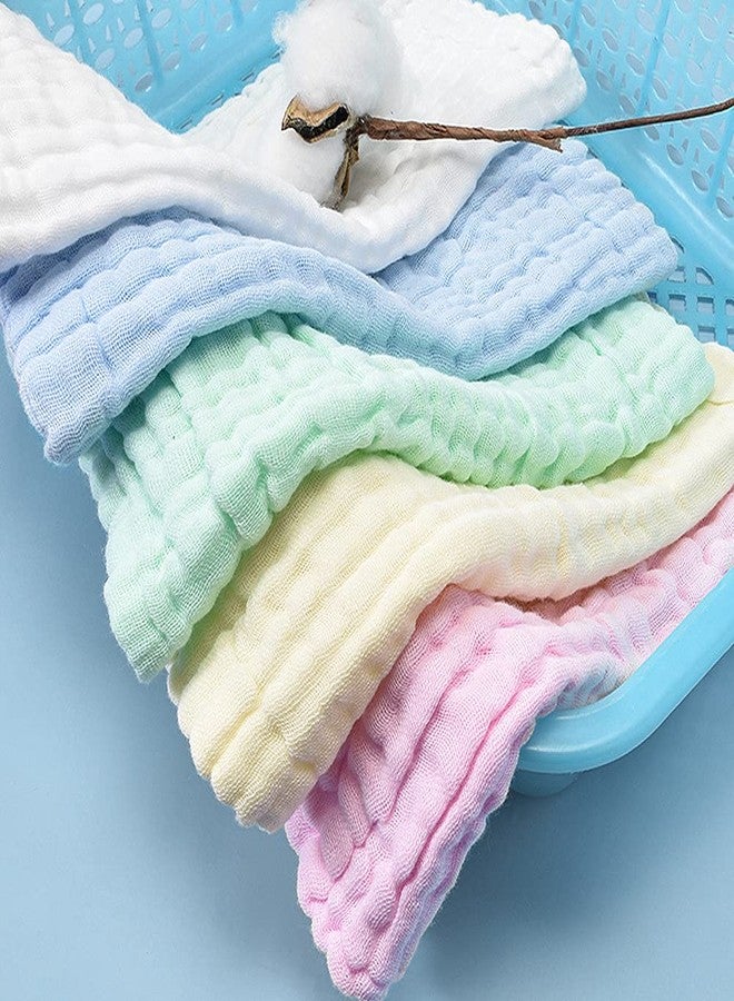 FDSHIP Baby Square Cotton Organic Bamboo Absorbent Reusable Face Towels, 10x10 Inches/0-18 Months (Multicolour) - Pack of 5 - Image 2
