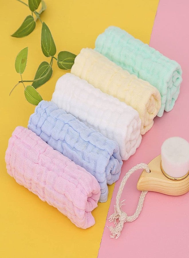 FDSHIP Baby Square Cotton Organic Bamboo Absorbent Reusable Face Towels, 10x10 Inches/0-18 Months (Multicolour) - Pack of 5 - Image 5