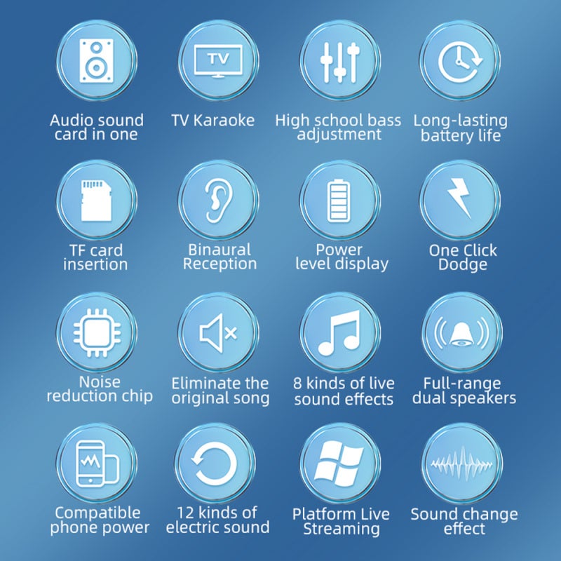 Bt Sound Card Speaker: 20W Dsp Chip, Independent Tone Adjustment - 12 Electronic Sounds, Long Battery Life - Multiple Connection Methods for Live Streaming, Indoor Outdoor Karaoke - Image 2