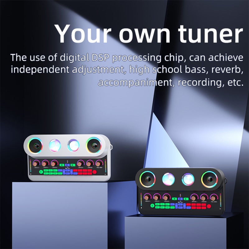 Bt Sound Card Speaker: 20W Dsp Chip, Independent Tone Adjustment - 12 Electronic Sounds, Long Battery Life - Multiple Connection Methods for Live Streaming, Indoor Outdoor Karaoke - Image 4