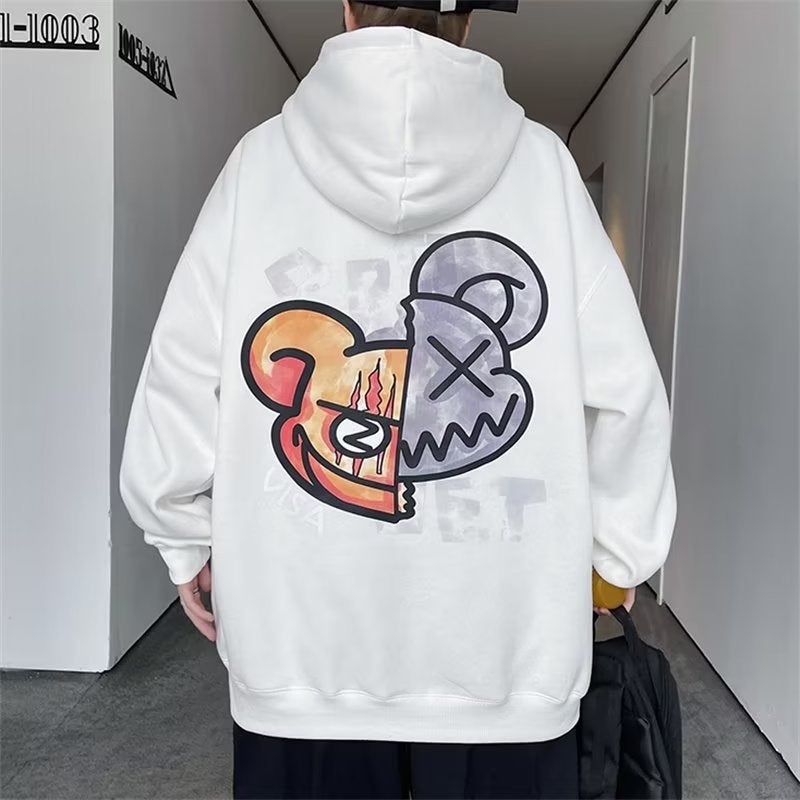 Mens Hoodie 2022 Autumn New Trendy Loose Outerwear L45 White  - Image 1