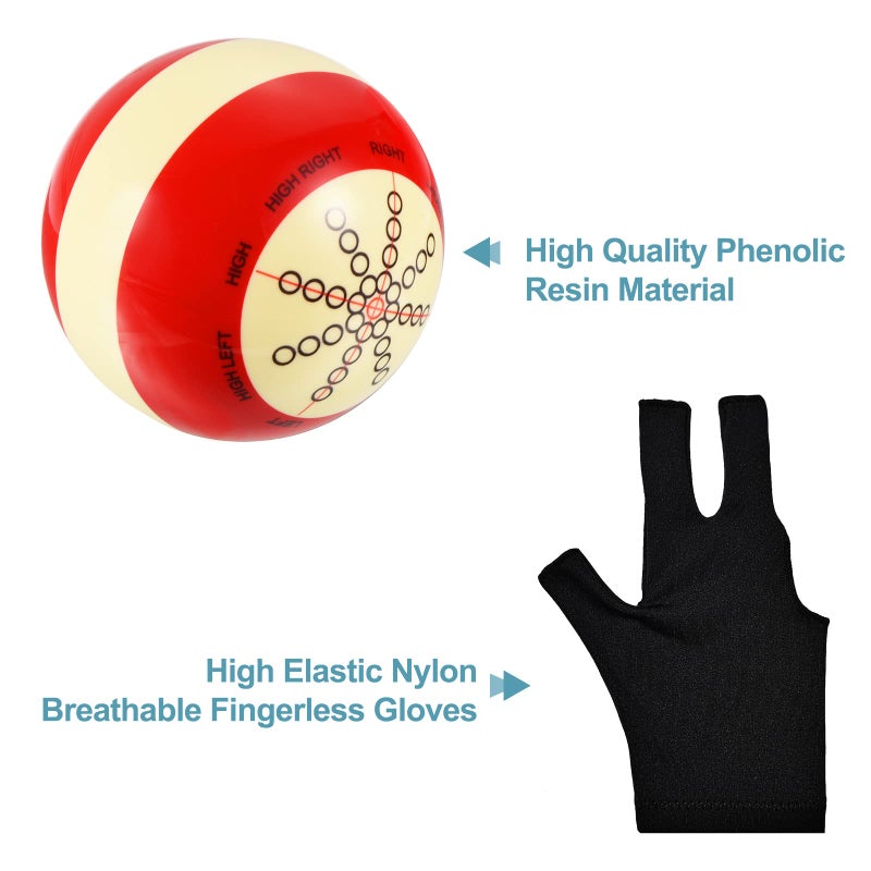 HEYLEAYAR Professional Billiard Training Cue Ball Pool Cue Ball Practice Training Artifact with Billiard Gloves,Pool Ball Bag,Billiard Accessories Used in American Billiards Eight Balls - Image 4