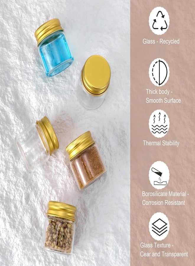 Jiuwu 42-Pack 20mL Small Glass Bottles with Lids, 2/3 oz Mini Jars with Gold-Cap Leak-Proof for Perfume Essential Oil Experimental Samples - Image 5