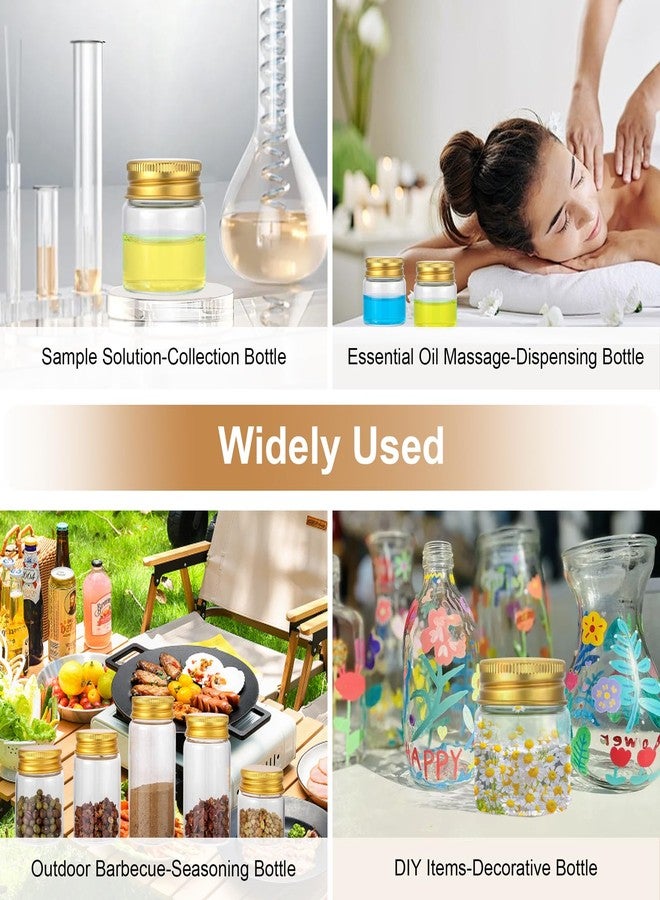 Jiuwu 42-Pack 20mL Small Glass Bottles with Lids, 2/3 oz Mini Jars with Gold-Cap Leak-Proof for Perfume Essential Oil Experimental Samples - Image 4