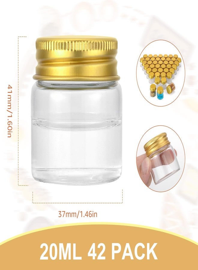 Jiuwu 42-Pack 20mL Small Glass Bottles with Lids, 2/3 oz Mini Jars with Gold-Cap Leak-Proof for Perfume Essential Oil Experimental Samples - Image 3
