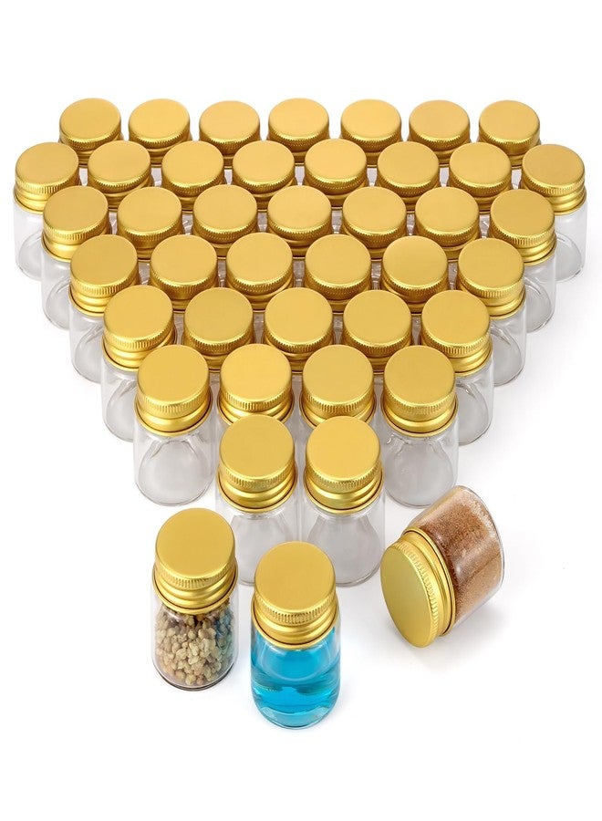 Jiuwu 42-Pack 20mL Small Glass Bottles with Lids, 2/3 oz Mini Jars with Gold-Cap Leak-Proof for Perfume Essential Oil Experimental Samples - Image 1