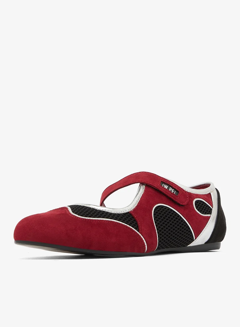 Jw Pei Burgundy Black Mary Jane Ballerinas for Women | Best Price UAE