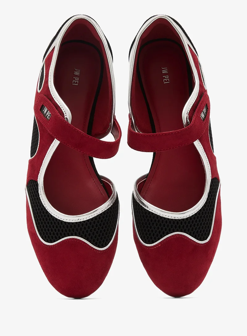Jw Pei Burgundy Black Mary Jane Ballerinas for Women | Best Price UAE