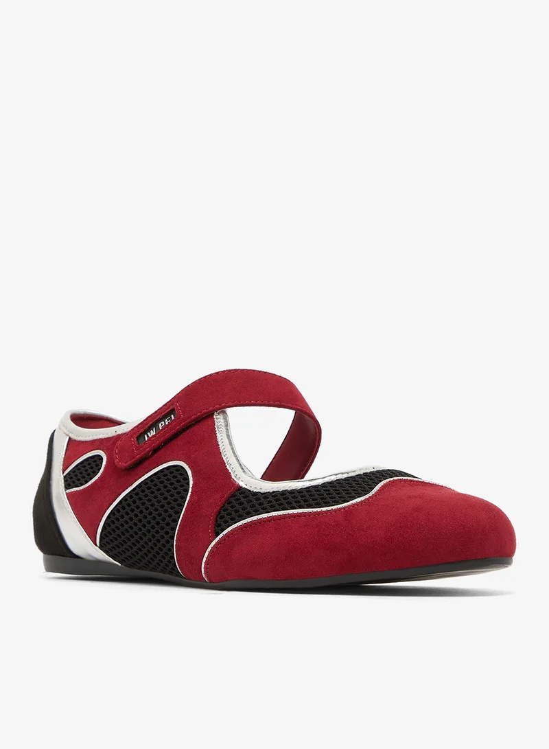 Jw Pei Burgundy Black Mary Jane Ballerinas for Women | Best Price UAE