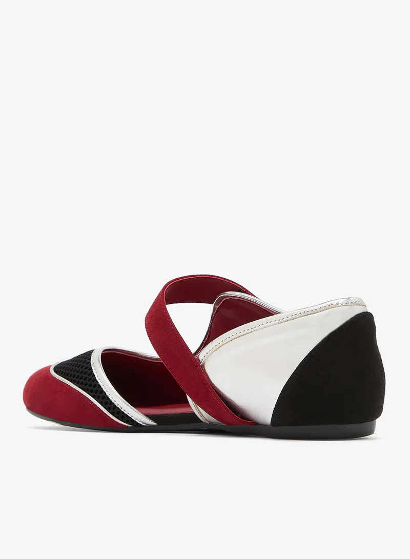 Jw Pei Burgundy Black Mary Jane Ballerinas for Women | Best Price UAE
