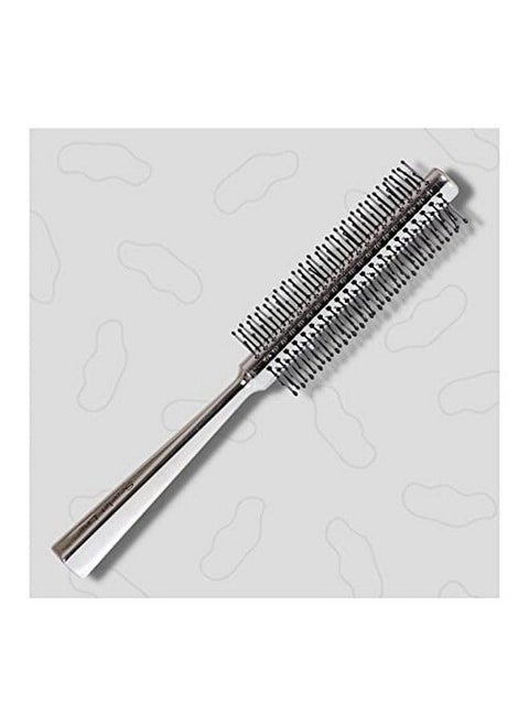 Professional Medium Round Hair Brush with Anti Slip Handle Ball Tip Nylon Bristles Round Brush for Hair Styling_Silver