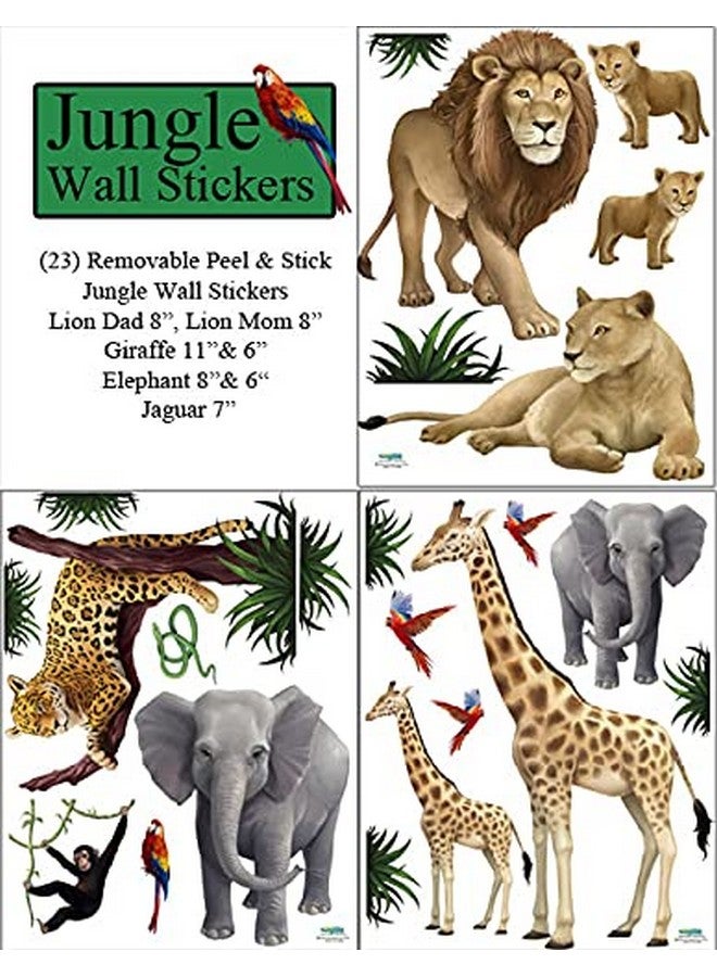 Create-A-Mural Small Jungle Animal Wall Decals (23) Lion Elephant Giraffe Jaguar Monkey Peel & Stick Wild Jungle Safari Theme Ideas Kids Room Decor Wall Stickers Birthday Decoration - Image 4