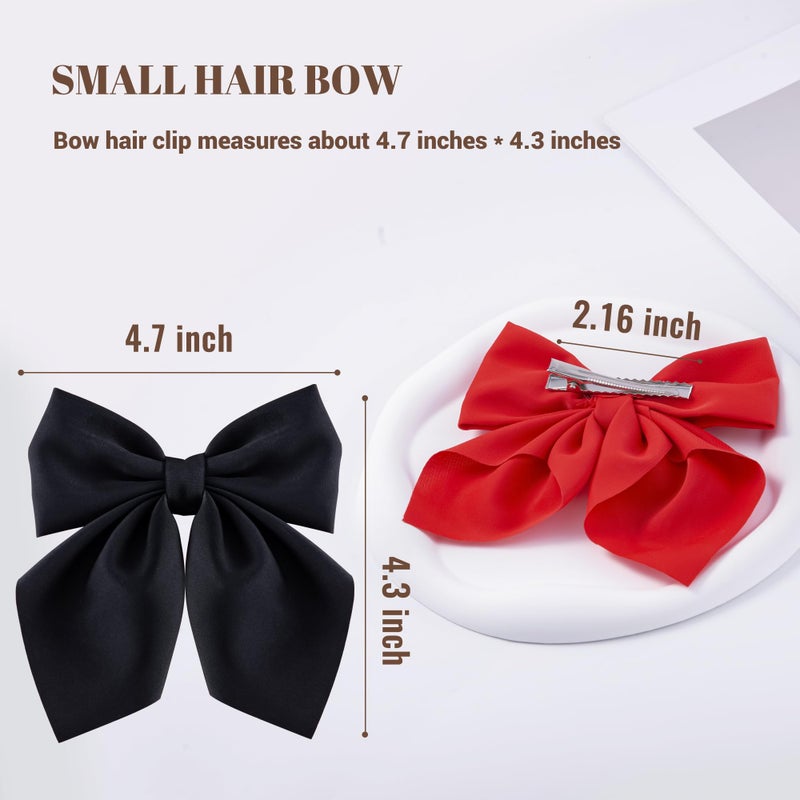 hisial 8 Pcs Hair Bows for Women Short Tail Bow Hair Clips Small Alligator Barrettes Cute Accessories for Girls(Black/Pink/Red/White) - Image 2