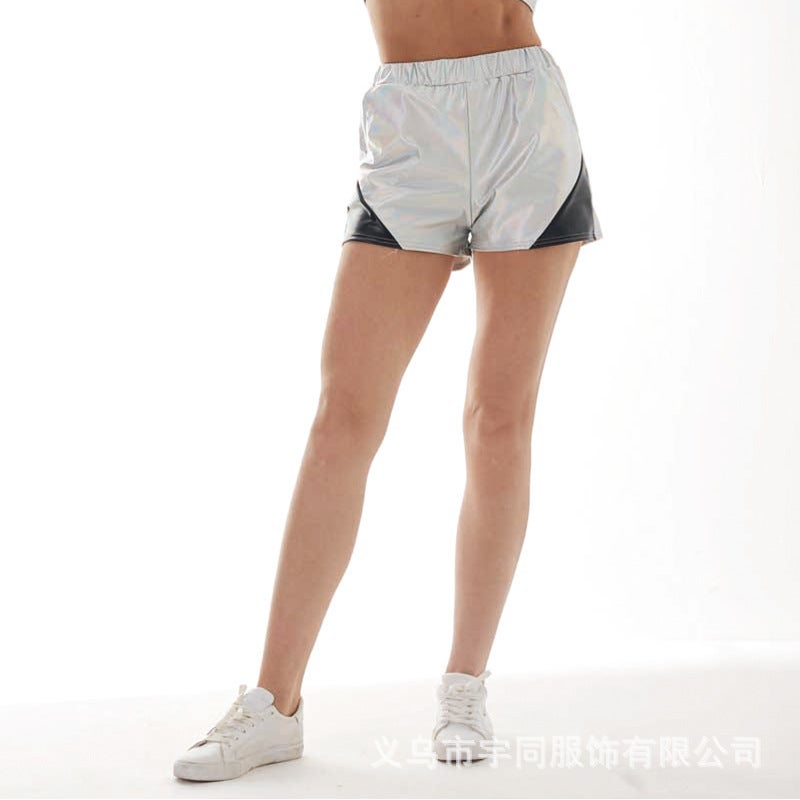 Stitching Multi-Color Pants Loose Pocket Elastic Waist Shorts Women'S Bottoming Leather Pants Fashion Women'S Pants A Hair - Image 4