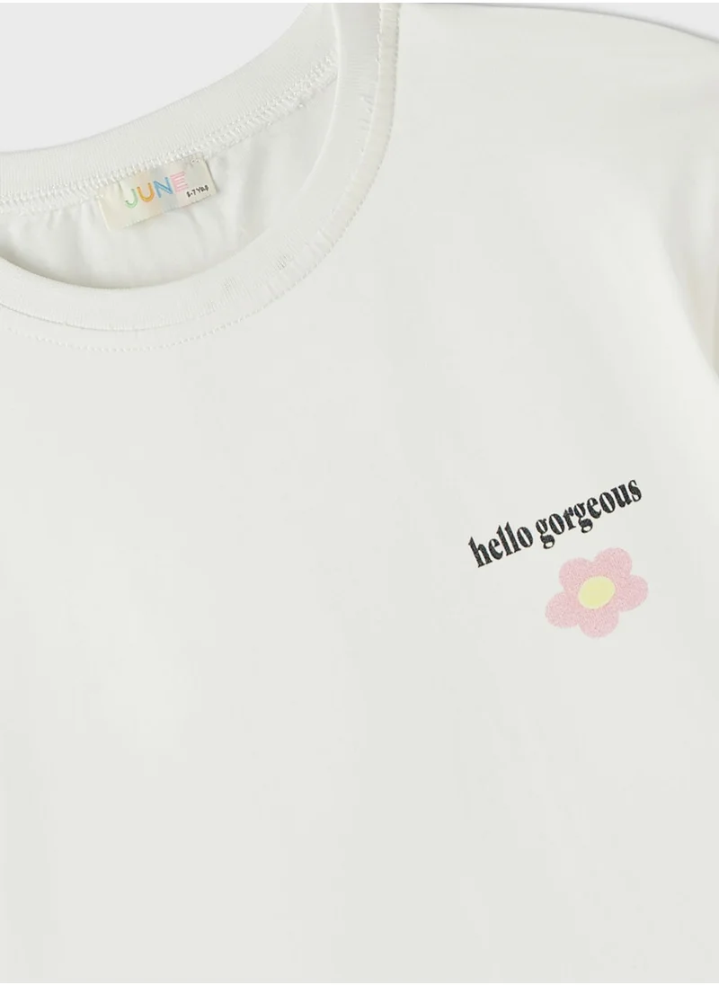 JUNE Kids Crew Neck T-Shirt And Short Set