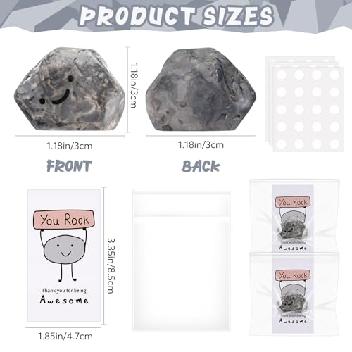 Huwena 30 Sets Inspirational You Rock Employee Appreciation Gifts Smile Resin Stone with Thank You for Being Awesome Rock Card Bulk for Team Teachers Staff Coworkers Adults Party Favor - Image 2