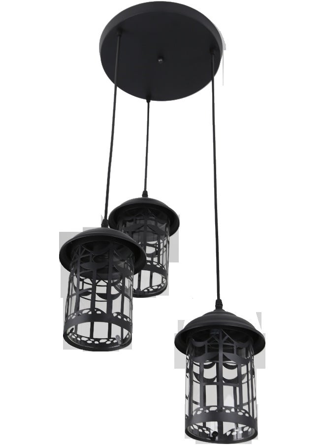 Hummer Black outdoor hanging triple lantern 