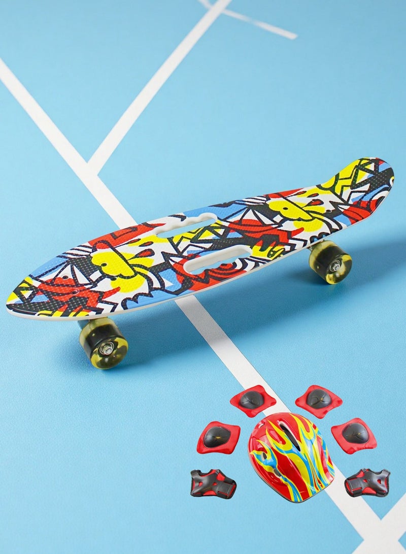 إيزي فيتشور لوح تزلج EASY FUTURE Penny Board للأطفال من سن 6 إلى 12 عامًا - لوح تزلج قصير كامل Cruiser Board للشباب والمراهقين والمبتدئين بما في ذلك مجموعة معدات الحماية الكاملة - Image 1