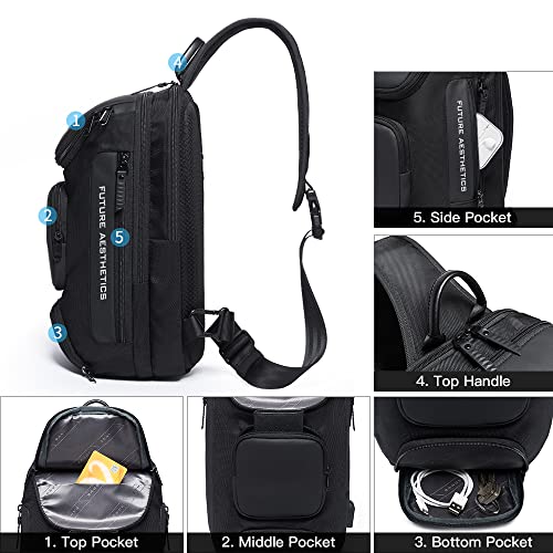 BANGE Sling Bag, Waterproof Crossbody Backpack, Shoulder Bag for Men - Image 3