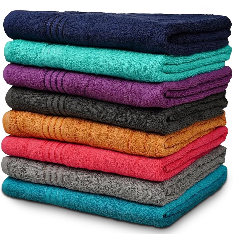 ZUPERIA Premium Multicolor Bath Towels Set of 8 27 x 54 100 Pure Cotton Shower Towels Soft Feel Lightweight  Highly Absorbent Towels for Bathroom Pool Spa and Hotel Use