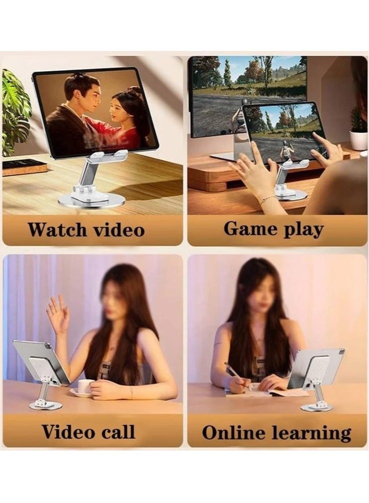 حامل هاتف محمول قابل للطي، دوران 360 درجة، قابل لتعديل الارتفاع، حامل هاتف محمول - أبيض - Image 4