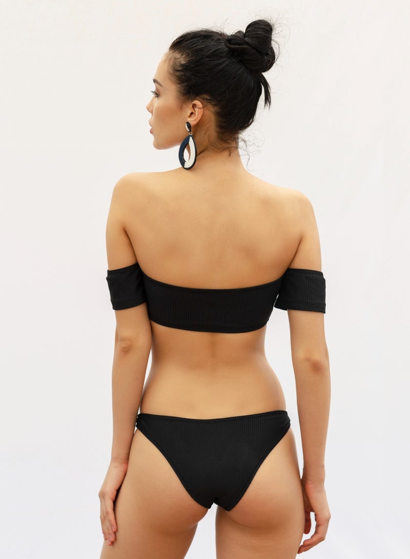 VULEVU Low Shoulder Bikini Top Black  - Image 5