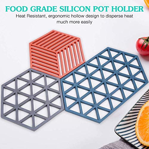 KPNG Silicone Trivet Mats Hot Pads Heat Resistant Bowl Mats Dish Mats Drink Coasters Non-Slip Pot Holders for Home Kitchen Dining Table Decoration (9 Piece Large Triangle-Small Line&Small Triangle) - Image 2