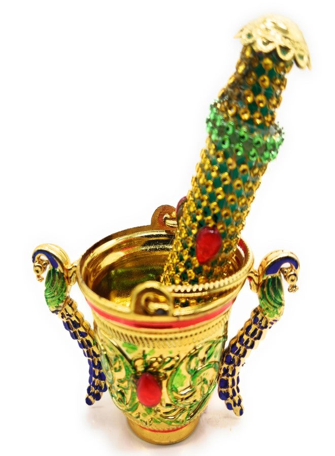 Sau Rang India Balti Pichkari Laddu Gopal, Holi Puja Gift for Laddu Gopal - Peacock Design Balti Pichkari Set | Kanhaji Puja Accessory, Holi Decoration | Holi Gift, Thakur Ji/Bal Gopal Shringar - Image 3