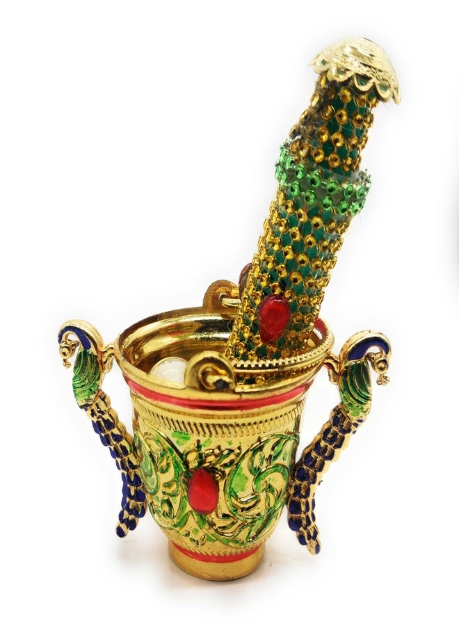 Sau Rang India Balti Pichkari Laddu Gopal, Holi Puja Gift for Laddu Gopal - Peacock Design Balti Pichkari Set | Kanhaji Puja Accessory, Holi Decoration | Holi Gift, Thakur Ji/Bal Gopal Shringar - Image 2