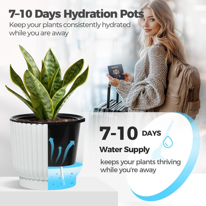 T4U 4 Inch Plant Pots Self Watering, 6 Pack African Violet Pots, Small Plant Pots for Plants, Small Indoor Plant Pot, Self Watering Planter for African Violet, Succulents (6 Pack, 4", White) - Image 4