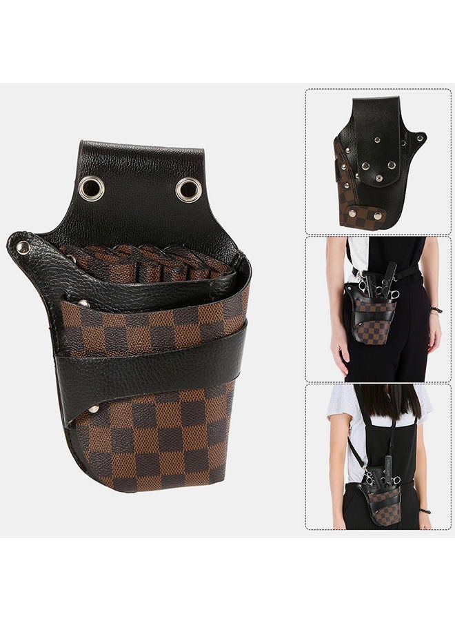 NIBEMINENT PU Leather Hairdressing Tools Bag With Belt Brown/Black 24.00cm - Image 1