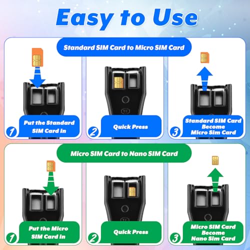 Cosmos Universal Sim Card Cutter, 2 in 1 Standard SIM/Micro SIM Card Cutter with Adapters and Eject Pin for Smartphone, Cell Phone, Mobile Phone, with 1 Pc Marble Pattern Storage Bag - Image 3