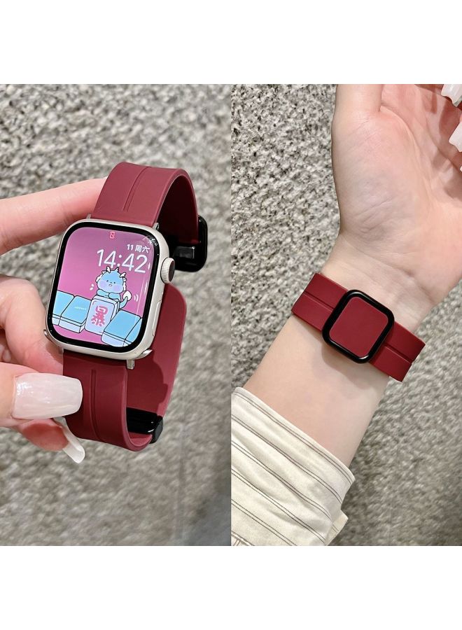 إسكدنيا For Huawei Watchfit3 Watch With Silicone Magnetic Fit2 Square Buckle Wristband Fit Fashion Elegant-Color:Burgundy - Applicable To: Fit2 Vitality/fashion/elegant Style - Image 1
